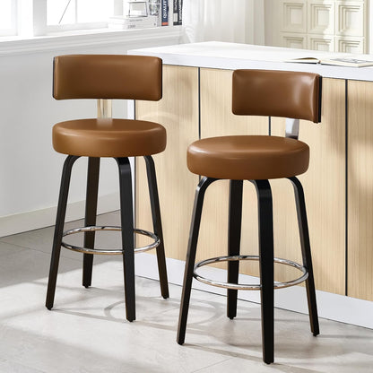 White Swivel Counter Stools Set of 2 Walnut Kitchen Island Chairs