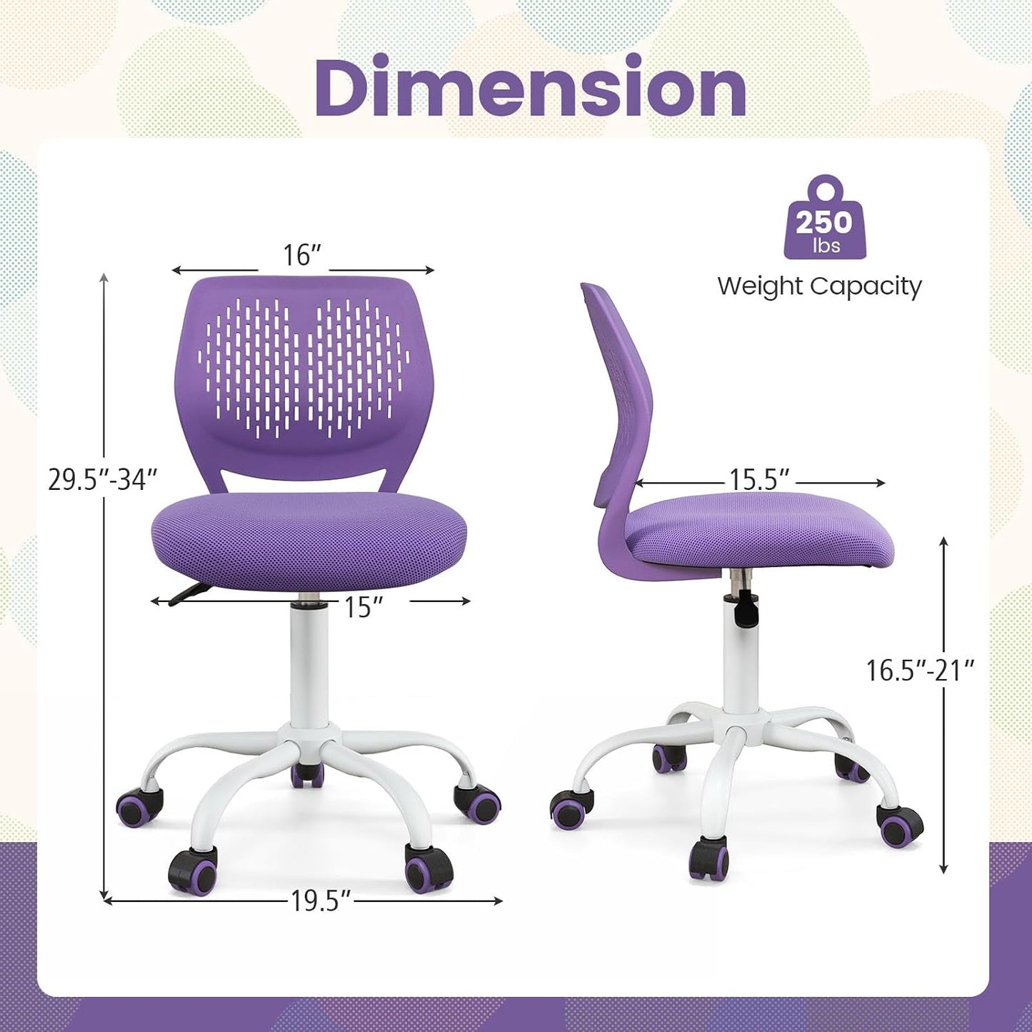 Light Green Mesh Desk Chair Armless Adjustable Swivel Rolling Office Chair