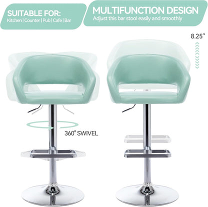 Black Adjustable Swivel Bar Stool Modern Faux Leather Counter Height Chair