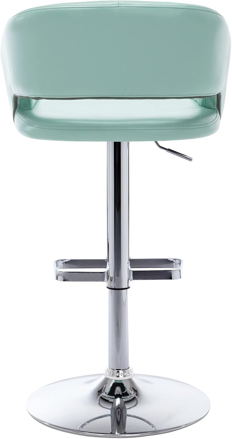 Black Adjustable Swivel Bar Stool Modern Faux Leather Counter Height Chair