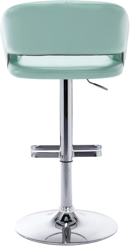 Black Adjustable Swivel Bar Stool Modern Faux Leather Counter Height Chair