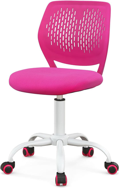 Light Green Mesh Desk Chair Armless Adjustable Swivel Rolling Office Chair