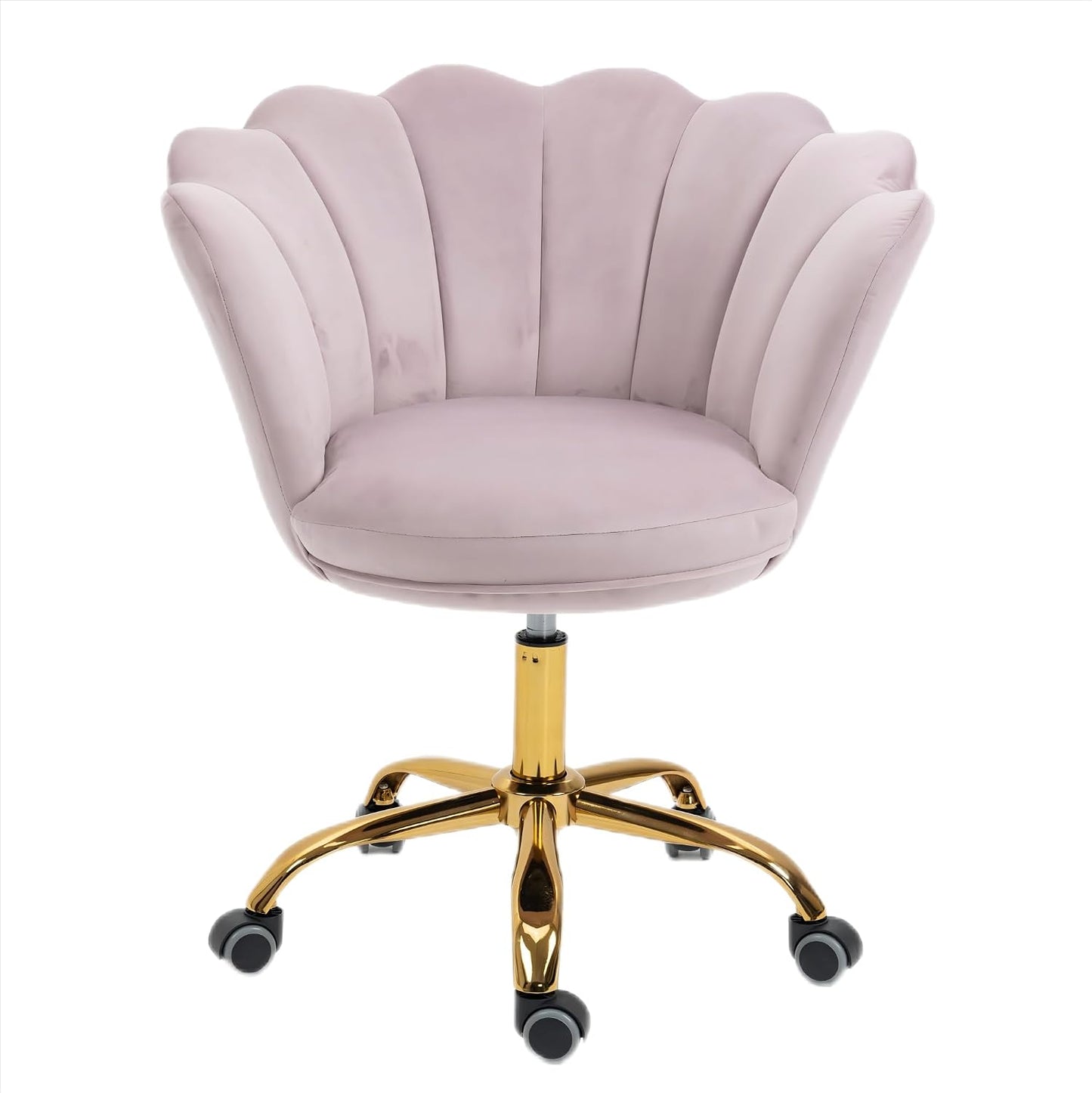 Blue Velvet Office Chair Adjustable Swivel Vanity Chair with Gold Base