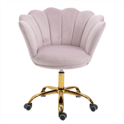 Blue Velvet Office Chair Adjustable Swivel Vanity Chair with Gold Base