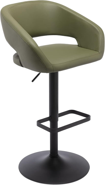 Black Adjustable Swivel Bar Stool Modern Faux Leather Counter Height Chair