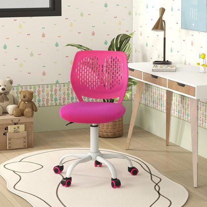 Light Green Mesh Desk Chair Armless Adjustable Swivel Rolling Office Chair