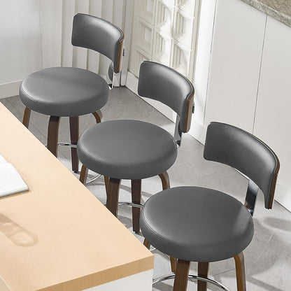 White Swivel Counter Stools Set of 2 Walnut Kitchen Island Chairs