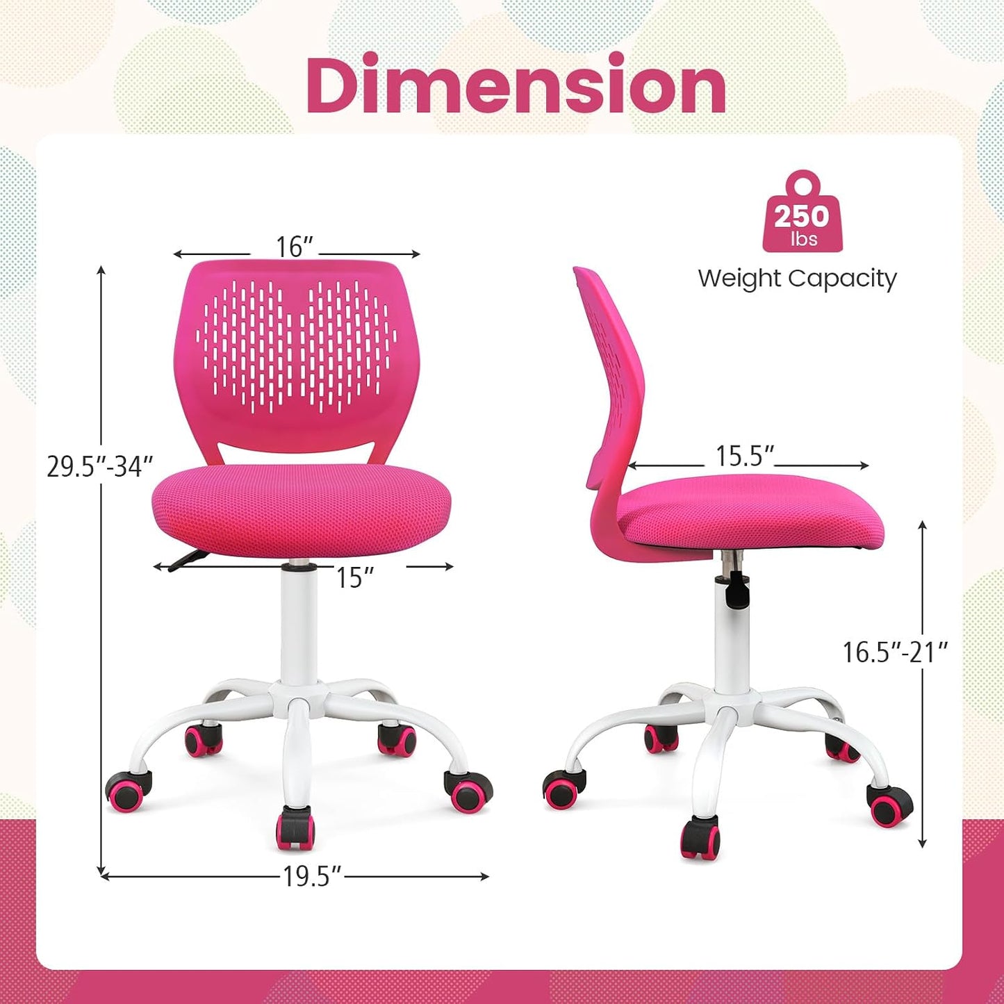 Light Green Mesh Desk Chair Armless Adjustable Swivel Rolling Office Chair