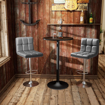Black Swivel Bar Stools Set of 2 Adjustable Upholstered Kitchen Chairs