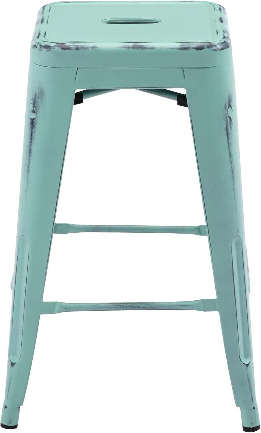 Black Metal Bar Stools Set of 2 Stackable Industrial Counter Height Seats