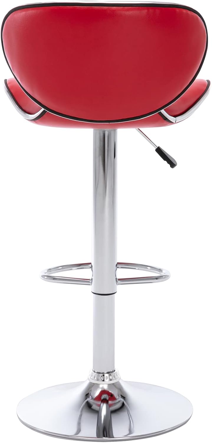 Blue Adjustable Bar Stools Set of 2 Modern Swivel Faux Leather Counter Chairs