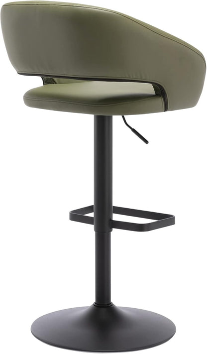 Black Adjustable Swivel Bar Stool Modern Faux Leather Counter Height Chair