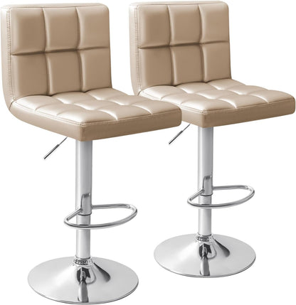 Black Swivel Bar Stools Set of 2 Adjustable Upholstered Kitchen Chairs
