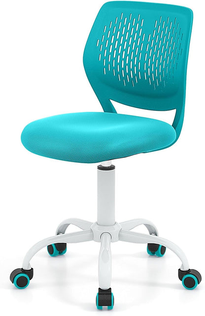 Light Green Mesh Desk Chair Armless Adjustable Swivel Rolling Office Chair