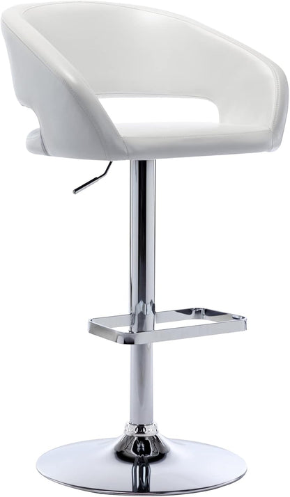 Black Adjustable Swivel Bar Stool Modern Faux Leather Counter Height Chair