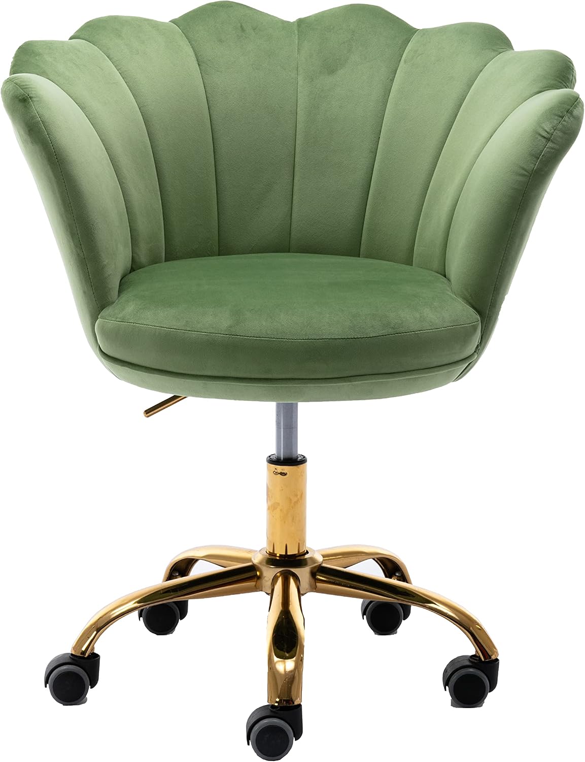 Blue Velvet Office Chair Adjustable Swivel Vanity Chair with Gold Base