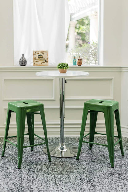 Black Metal Bar Stools Set of 2 Stackable Industrial Counter Height Seats