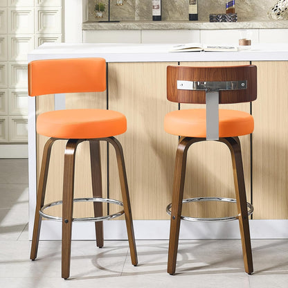 White Swivel Counter Stools Set of 2 Walnut Kitchen Island Chairs