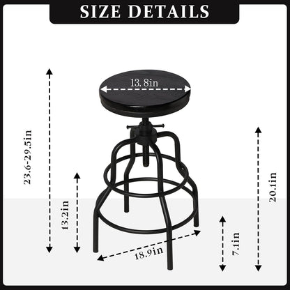 Industrial Swivel Bar Stools Set of 2 Adjustable Wood Counter Height Stools