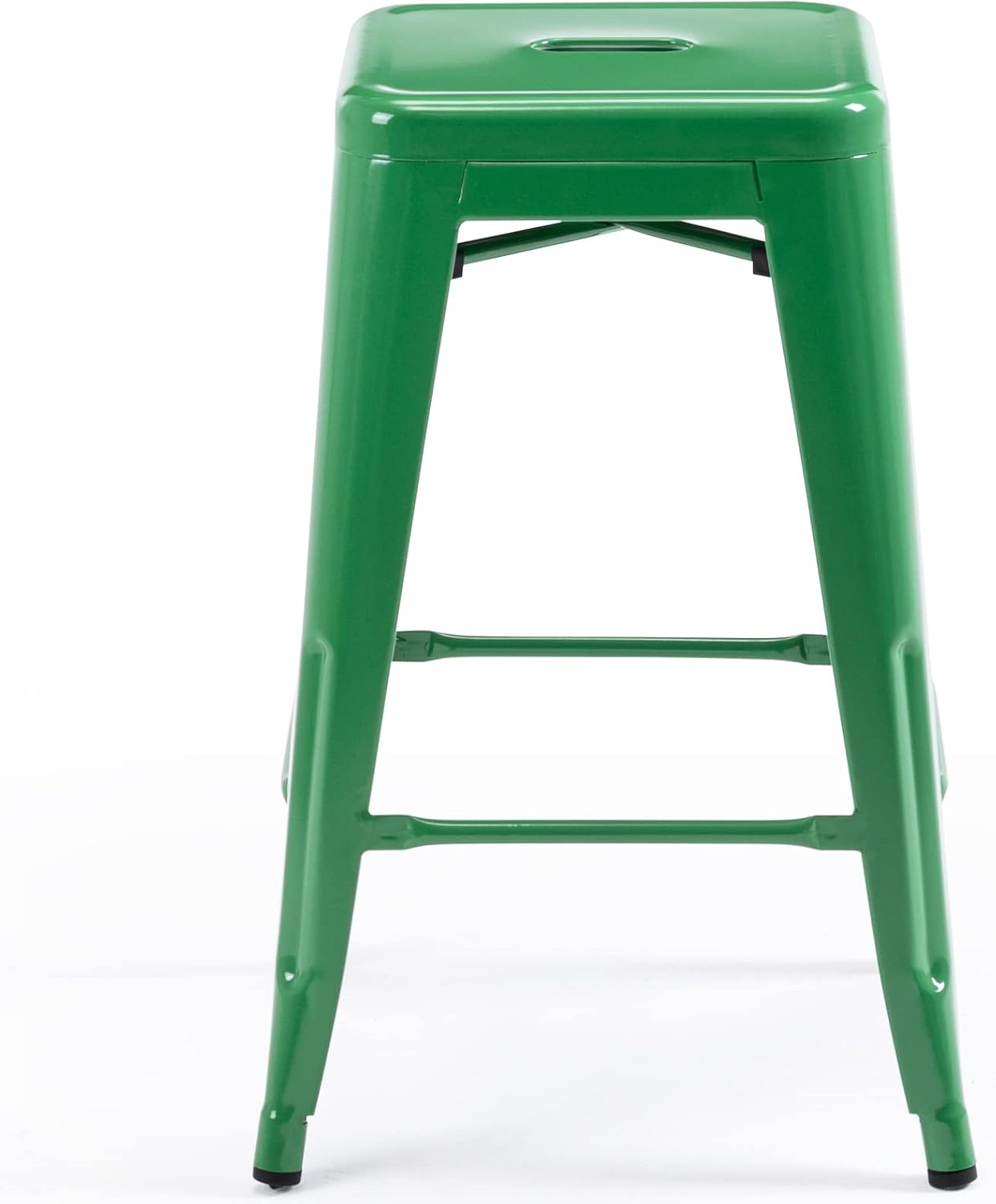Black Metal Bar Stools Set of 2 Stackable Industrial Counter Height Seats