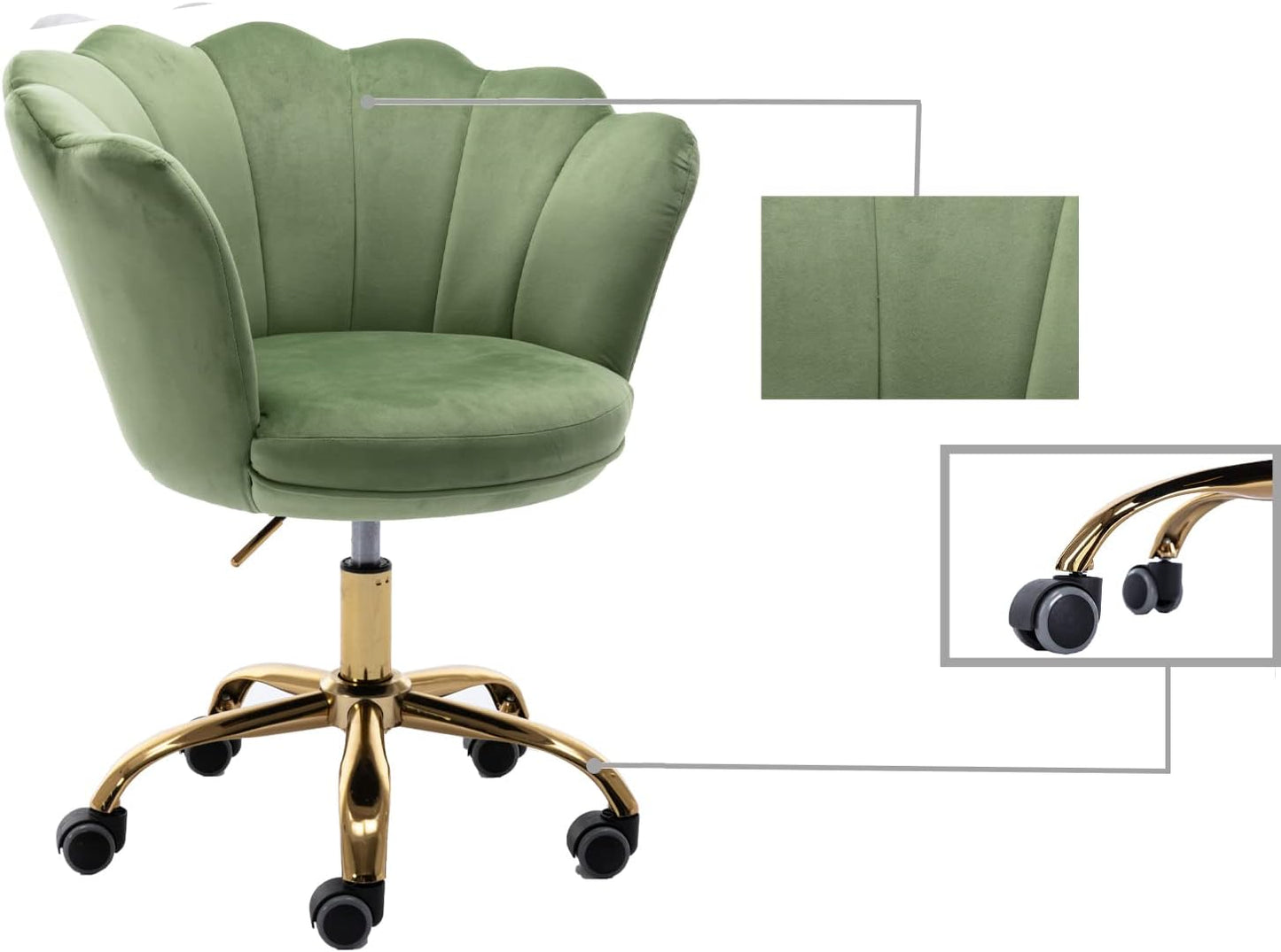 Blue Velvet Office Chair Adjustable Swivel Vanity Chair with Gold Base