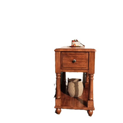 Traditional Wood End Table with Drawer & Lower Storage Shelf