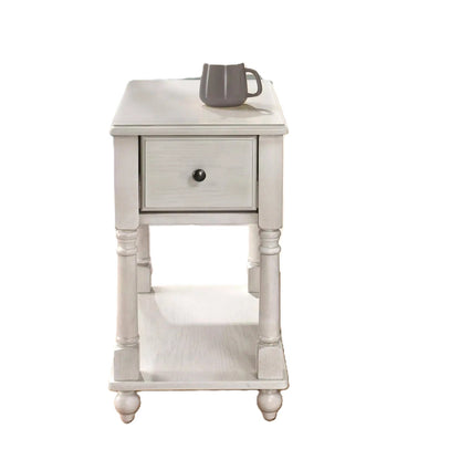 Traditional Wood End Table with Drawer & Lower Storage Shelf