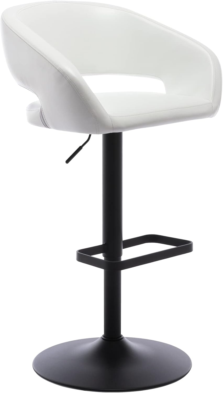 Black Adjustable Swivel Bar Stool Modern Faux Leather Counter Height Chair