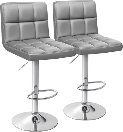Black Swivel Bar Stools Set of 2 Adjustable Upholstered Kitchen Chairs