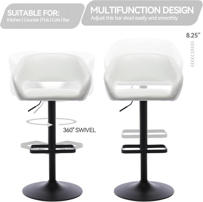 Black Adjustable Swivel Bar Stool Modern Faux Leather Counter Height Chair