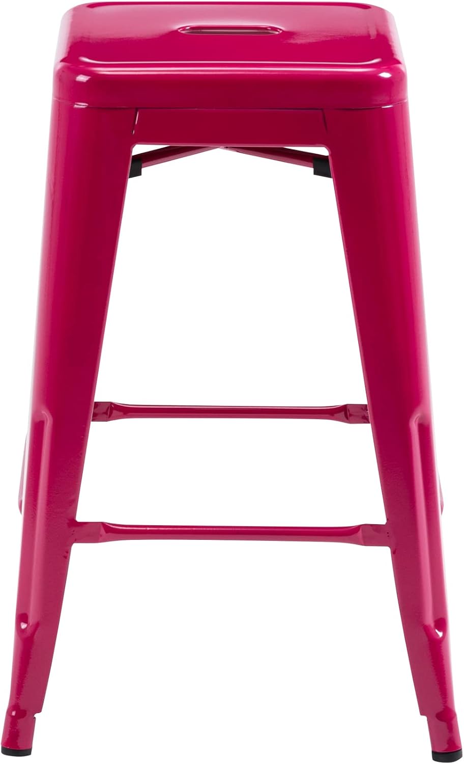 Black Metal Bar Stools Set of 2 Stackable Industrial Counter Height Seats