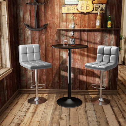 Black Swivel Bar Stools Set of 2 Adjustable Upholstered Kitchen Chairs