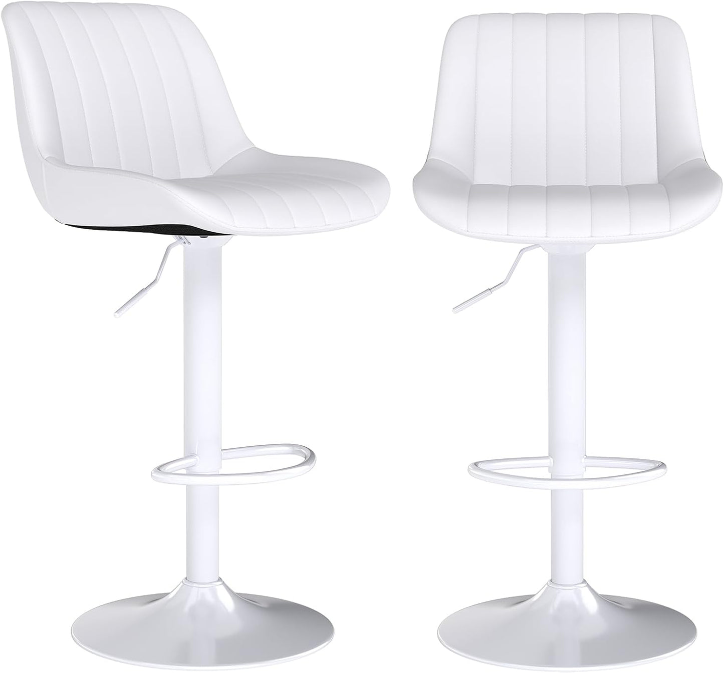Adjustable Swivel Bar Stool Black Faux Leather Counter Height Metal Base