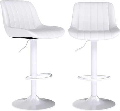 Adjustable Swivel Bar Stool Black Faux Leather Counter Height Metal Base