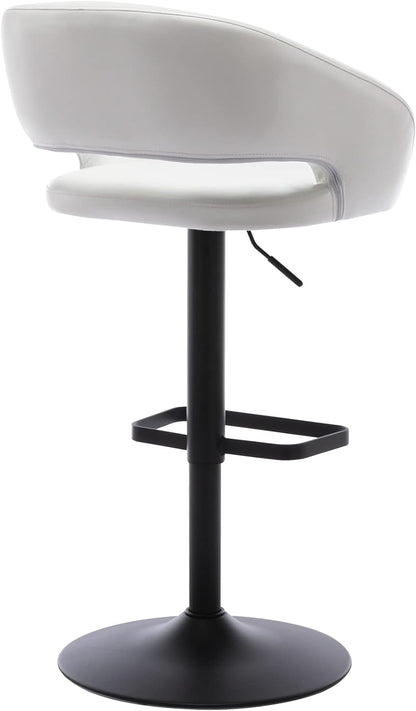 Black Adjustable Swivel Bar Stool Modern Faux Leather Counter Height Chair