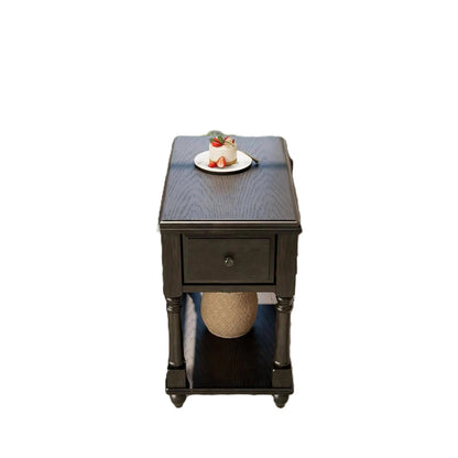 Traditional Wood End Table with Drawer & Lower Storage Shelf