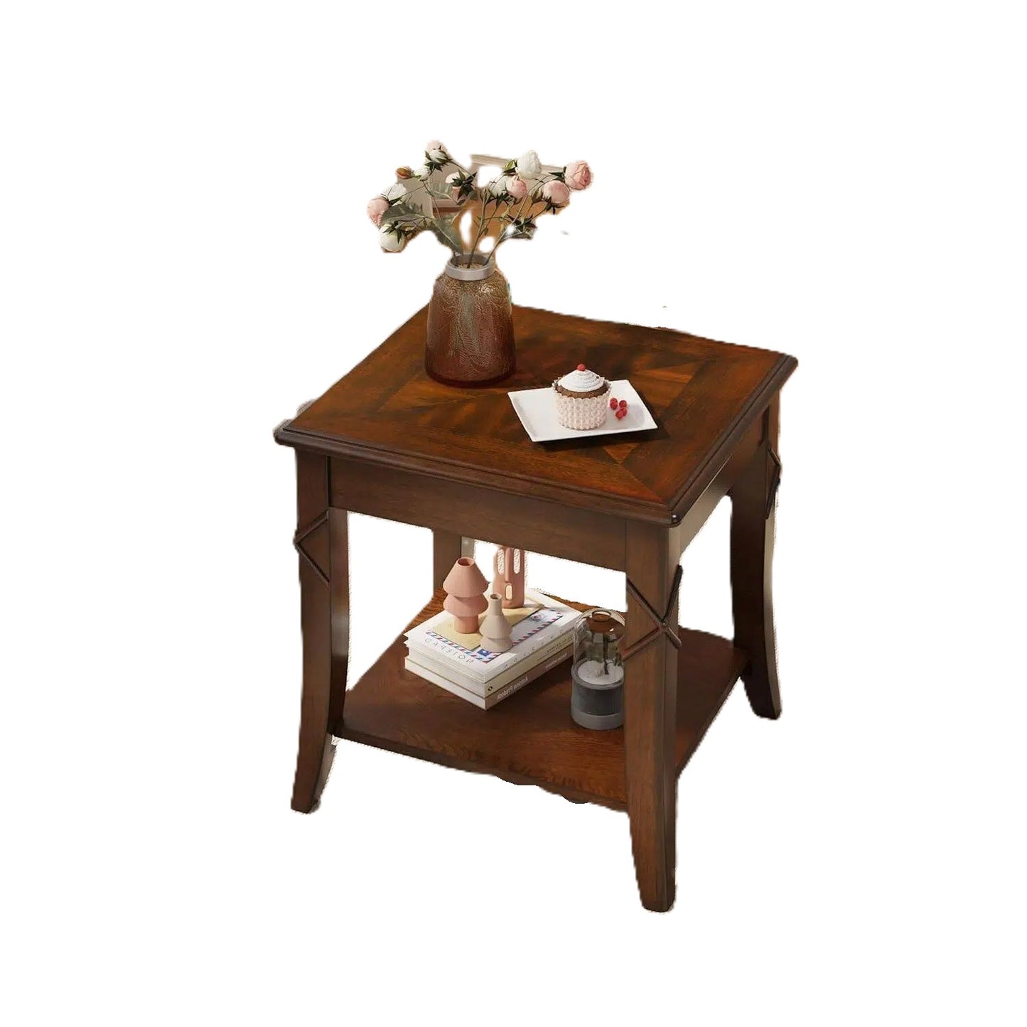 Classic Wood End Table with Drawer & Lower Storage Shelf