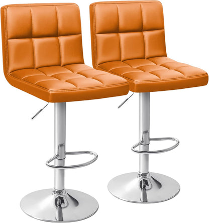 Black Swivel Bar Stools Set of 2 Adjustable Upholstered Kitchen Chairs