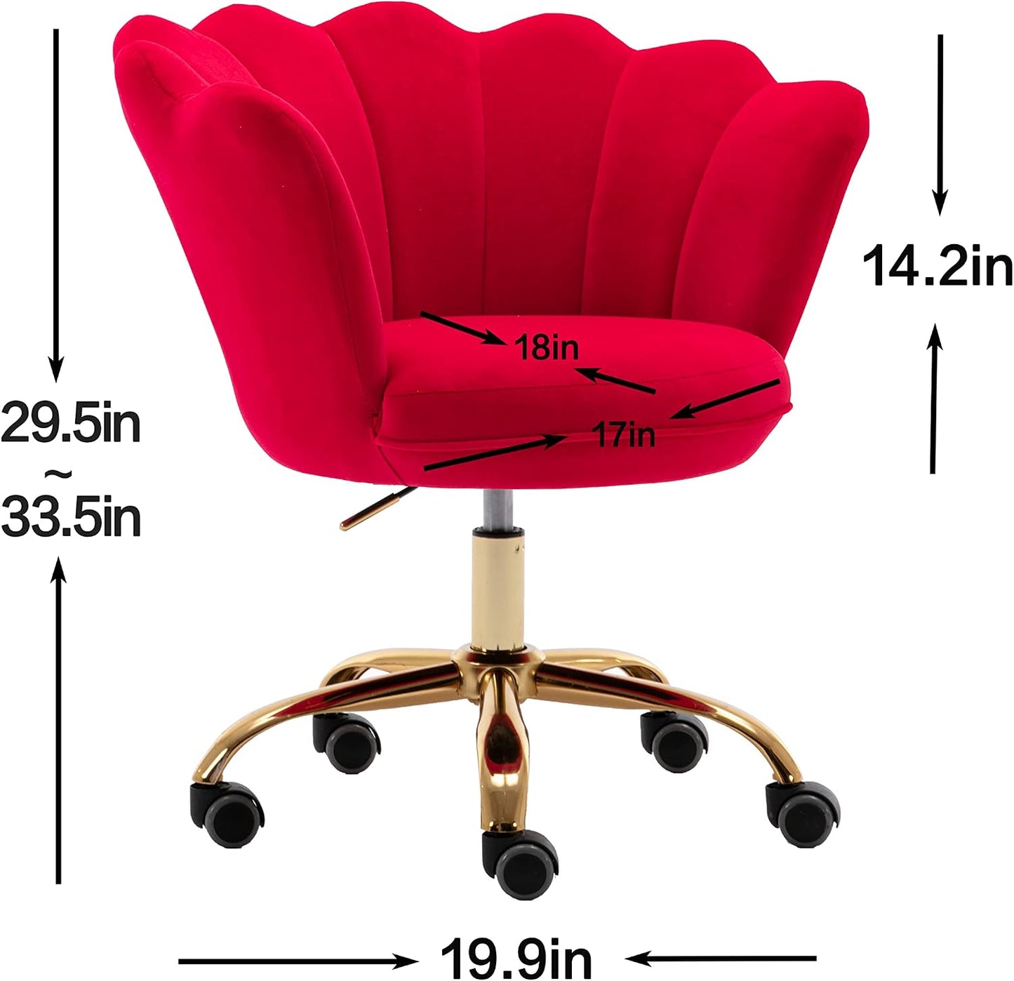 Blue Velvet Office Chair Adjustable Swivel Vanity Chair with Gold Base