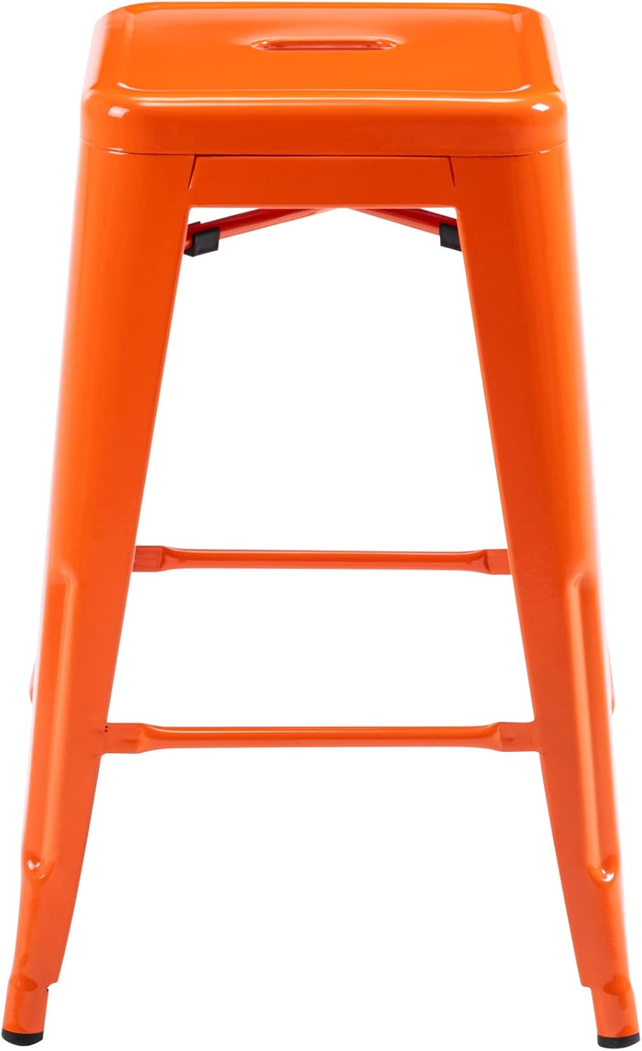 Black Metal Bar Stools Set of 2 Stackable Industrial Counter Height Seats
