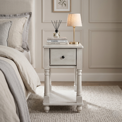 Traditional Wood End Table with Drawer & Lower Storage Shelf