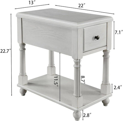 Traditional Wood End Table with Drawer & Lower Storage Shelf
