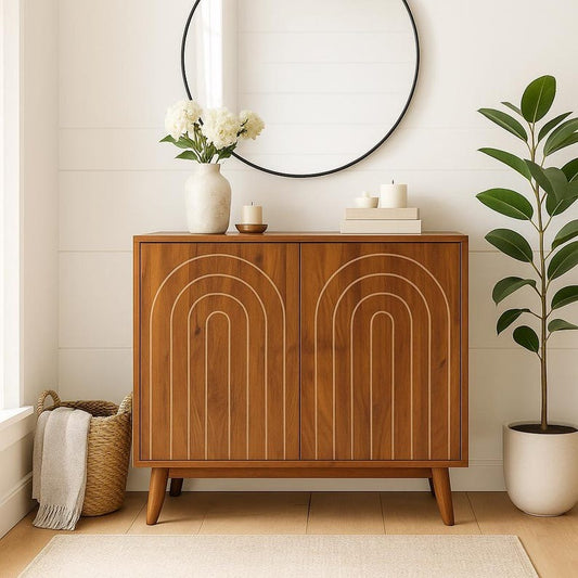 Accent Cabinet with Carving Lines