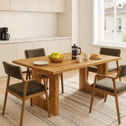 Rectangular Kitchen Table with Modern Pedestal Base