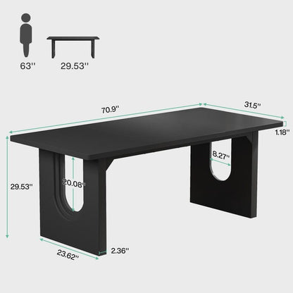 Rectangular Kitchen Table with Modern Pedestal Base