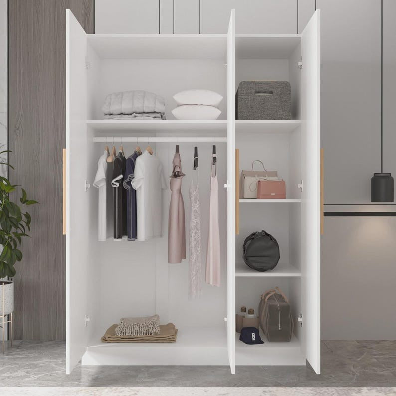 Modern White 3-Door Wardrobe Closet