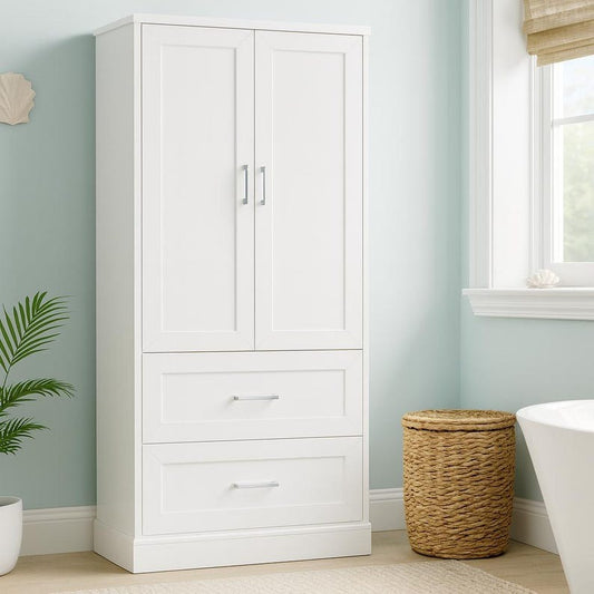 Tall White Bathroom Storage Cabinet