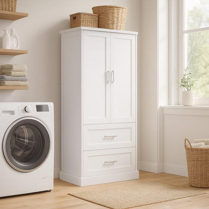 Tall White Bathroom Storage Cabinet