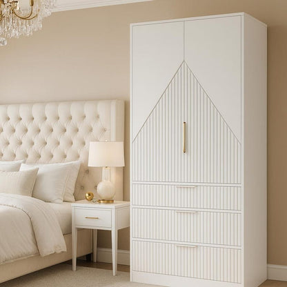 Modern Black Wood Wardrobe Armoire