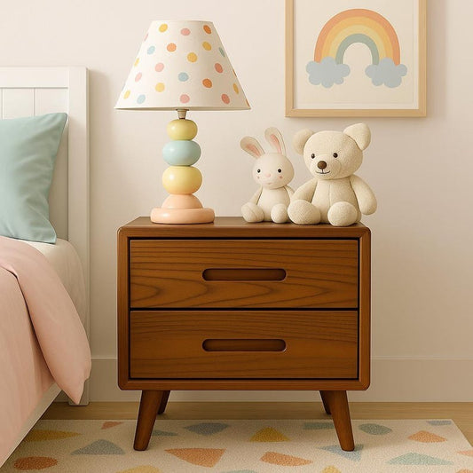 Solid Wood Mid-Century Nightstand